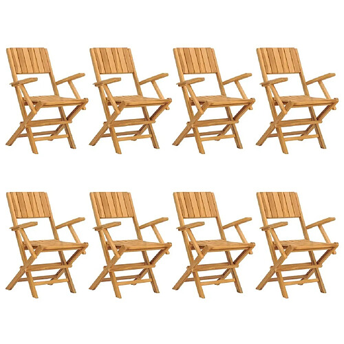 Maison Chic Lot de 8 Chaises de jardin,Fauteuil d'extérieur pliantes 55x61x90 cm bois massif teck -MN51564