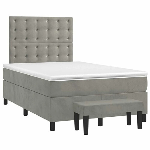 Maison Chic Lit adulte- Lit + matelas,Sommier à lattes de lit et matelas gris clair 120x190cm velours -GKD74262