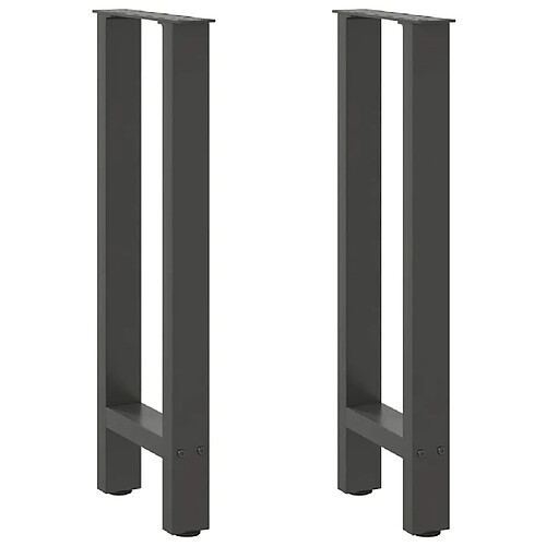 vidaXL Pieds de table basse anthracite 2 pcs 28x(72-73) cm acier