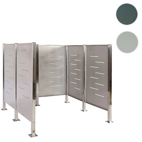 Mendler Clôture pour poubelles HWC-J55, Cache-poubelle Rangement pour poubelles, 151x165x165cm métal ~ inox