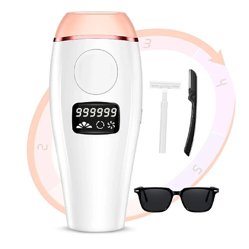 Chrono Épilation, appareil d'épilation IPL 999 999 épilation pour femme avec 2 modes de flash épilateur indolore, rose