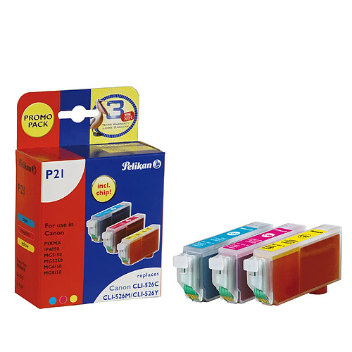 Pelikan Pack Cartouche d'encre pour CANON PIXMA IP4850 (CLI- 526) - Cyan+Magenta+Jaune