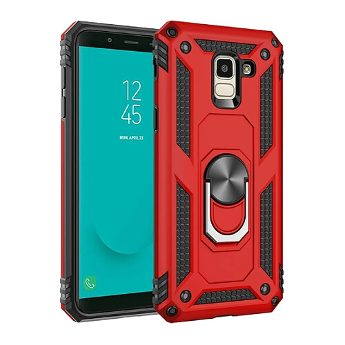 Wewoo Coque Étui de protection en TPU + antichoc Sergeant Armour pour Galaxy J6 (2018), avec support rotation 360 degrés (rouge)