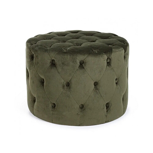 Webmarketpoint Pouf vintage en velours vert cm 60 x 42 h