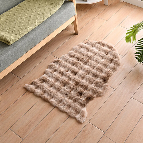 LUUCOZK Tapis moelleux en fausse fourrure, tapis Shaggy pour chambre à coucher, salon, Slip-kaki tie-dye-Irrégulier 60x110cm