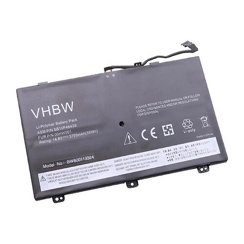 vhbw Li-Polymer Batterie 3750mAh (14.8V) pour ordinateur portable, Notebook Lenovo Thinkpad S3 Yoga, Yoga 14 comme SB10F46439, 00HW001.