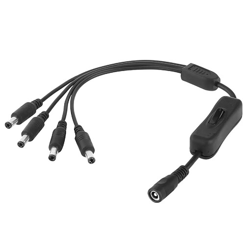 Wewoo Pour bande de LED, longueur: noir 30 cm 5,5 x 2,1 mm femelle à 4x mâle connecteur de câble d'alimentation CC avec interrupteur