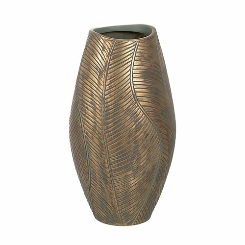 BigBuy Home Vase Vert Doré Polyrésine 22 x 22 x 40 cm