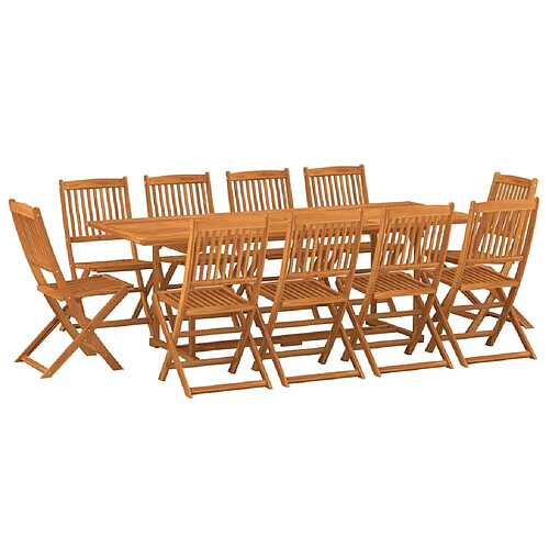 Maison Chic Mobilier à dîner 11 pcs de jardin - Ensemble table et chaises d'extérieur - Salon/Mobilier de jardin classique Bois d'acacia massif -MN16214