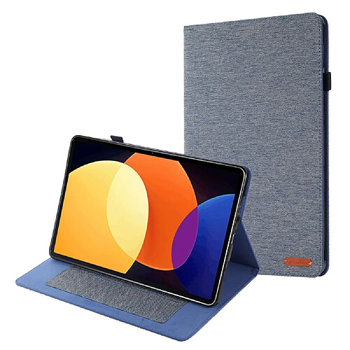 Etui en PU avec support et porte-cartes pour votre Xiaomi Pad 5 Pro 12.4 (2022) - bleu