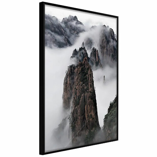 Paris Prix Affiche Murale Encadrée Clouds Pierced by Mountain Peaks 40 x 60 cm Noir