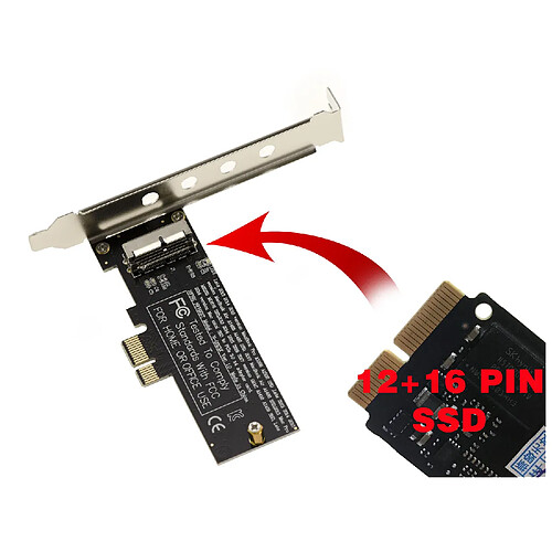 Kalea-Informatique Carte PCIe pour SSD Mac 2013 et plus en 12+16 Broches PCI Express x4