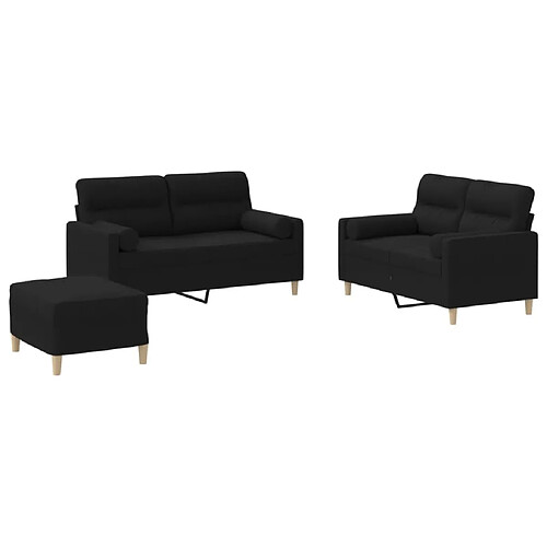 Maison Chic Ensemble de canapés 3 pcs avec coussins, Canapé droit Sofa pour Salon noir tissu -GKD864358