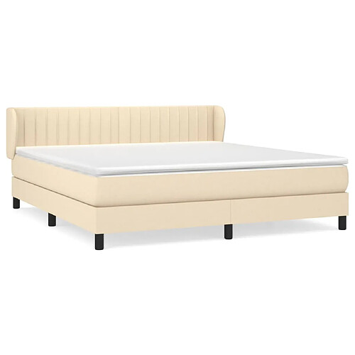 Maison Chic Lit adulte- Lit + matelas,Sommier à lattes de lit avec matelas Crème 180x200 cm Tissu -GKD28095