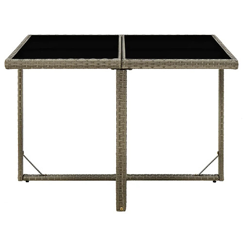 Maison Chic Table de jardin | Table d'extérieur Gris 109x107x74 cm Résine tressée et verre -GKD83037