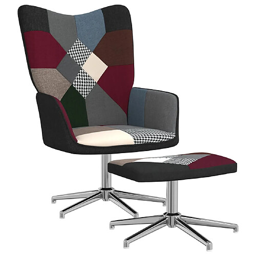 vidaXL Chaise de relaxation avec tabouret Patchwork Tissu