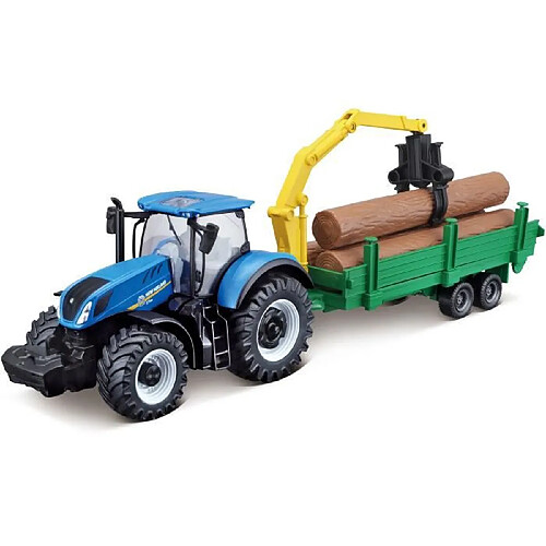 BBURAGO - 1/43 COLLECTION FERME - Tracteur New Holland + remorque a friction