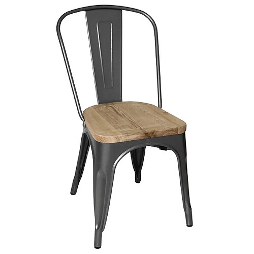 Chaises en Acier avec Assise en Bois Gris Métallisé - Lot de 4 - Bolero