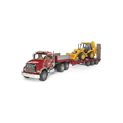 BRUDER - 2813 - Camion de transport MACK avec tractopelle JCB 4CX - Echelle 1:16e - 93,5 cm