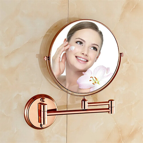 Universal Miroir de bain en laiton 8 pouces loupe miroir de maquillage de salle de bains en or rose pliable double face quincaillerie de bain