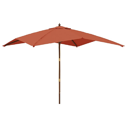 Maison Chic Parasol Jardin | Parasol de jardin avec mat en bois terre cuite 300x300x273 cm - GKD51173