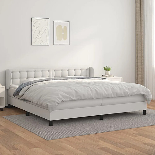 Maison Chic Lit Adulte - Lit simple Lit à sommier tapissier avec matelas moelleux - Meuble de Chambre Blanc 200x200cm Similicuir -MN92791