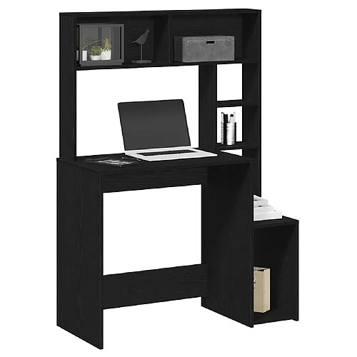 vidaXL Bureau avec étagères noir 100x45x140 cm bois d'ingénierie