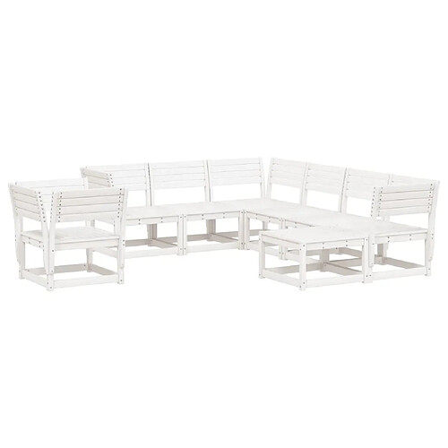 Maison Chic Salon de jardin 8 pcs | Ensemble de Table et chaises | Mobilier d'Extérieur Blanc Bois de pin massif -GKD56084