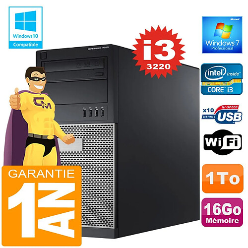 PC Tour DELL 7010 Core I3-3220 Ram 16Go Disque 1 To Graveur DVD Wifi W7 · Occasion