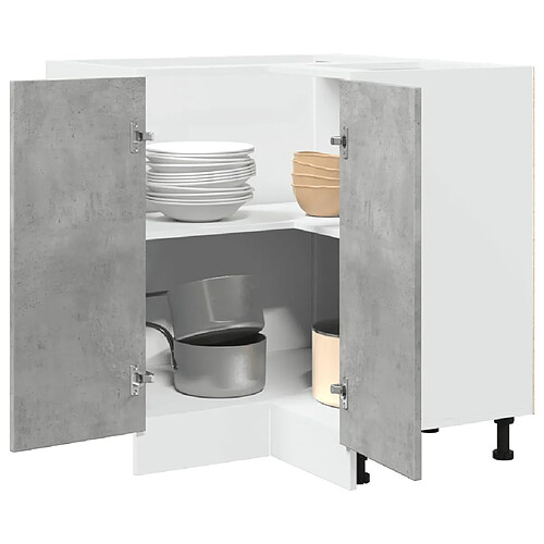 vidaXL Armoire de cuisine gris béton 75,5x75,5x81,5 cm bois ingénierie