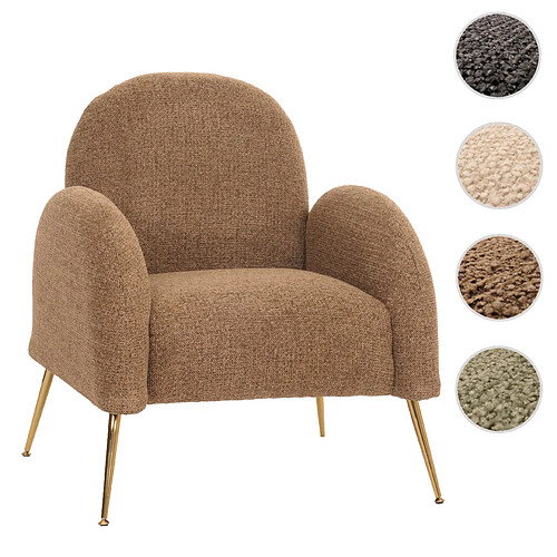 Mendler Fauteuil Lounge HWC-N69, Fauteuil Cocktail, Retro Nosagfederung Tissu/Textile Chenille certifié MVG ~ coffee