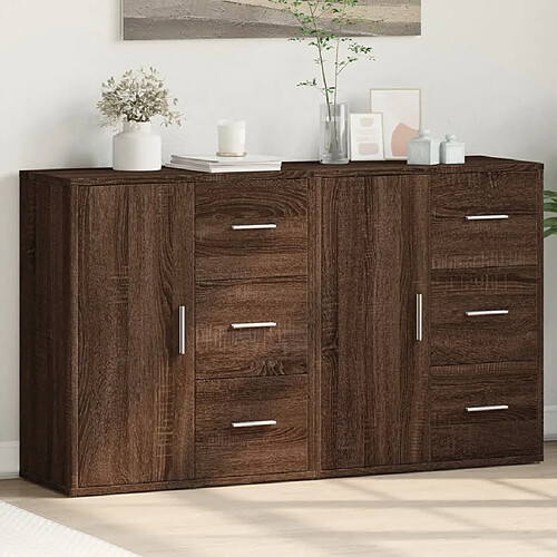 vidaXL Buffets 2 pcs chêne marron 60x31x70 cm bois d'ingénierie