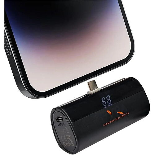 SANAG Cargador Portátil Para Iphone Y Android Mini, 3300Mah Power Bank Pd Pequeña Y Ligera Batería Externa, Powerbank Con Pantalla Led Modelo Compatible Con Iphone Y Android (Noir, Type C)