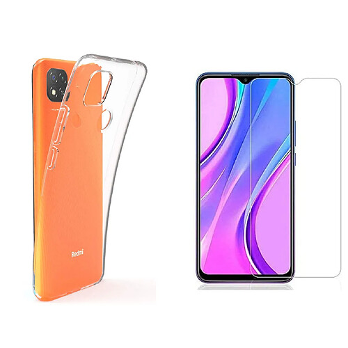 Pack coque transparente en TPU et Protection écran Vitre en verre trempé pour Xiaomi Redmi 9C / Redmi 9C NFC 4G - pochette XEPTIO