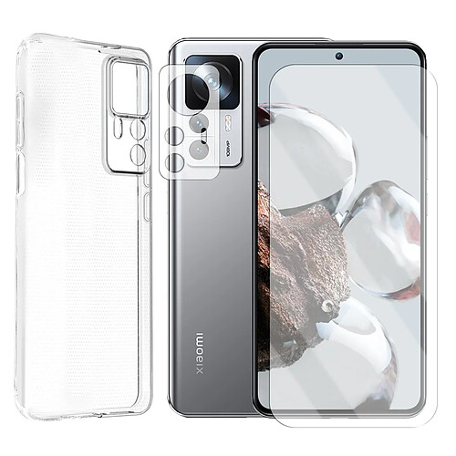 Protection intégrale Verre Trempé pour Xiaomi 12T 5G 22071212AG+Verre Trempé Caméra Arrière+Coque souple silicone transparente-Visiodirect-