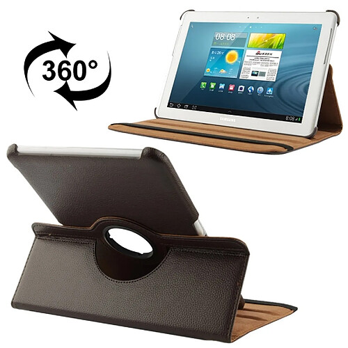 Wewoo Housse Étui marron pour Samsung Galaxy Tab 2 10.1 / P5100 360 degrés Rotatif Litchi Texture en cuir avec support