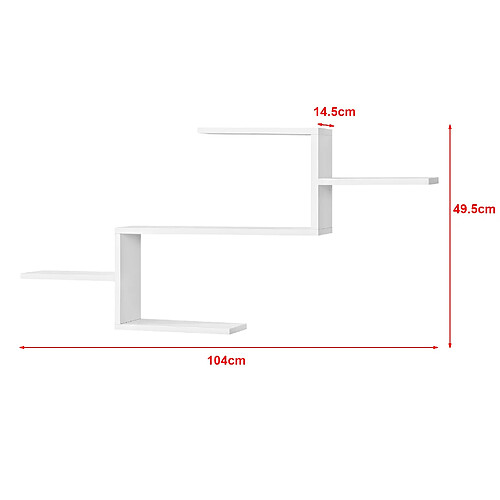 Helloshop26 Étagère murale meuble design à rangement 104 cm blanc 03_0005205