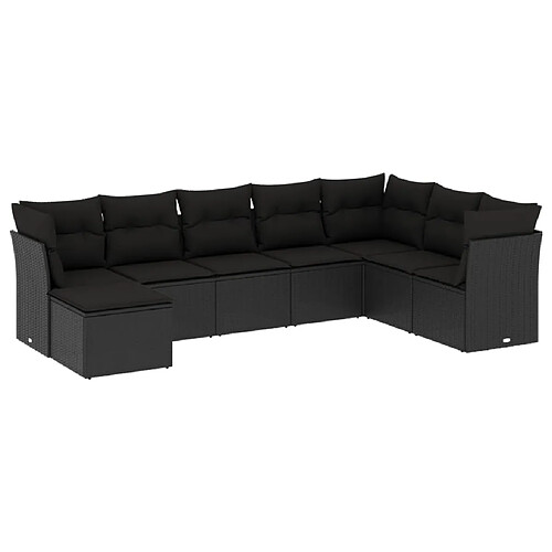 Maison Chic Salon de jardin 8 pcs avec coussins | Ensemble de Table et chaises | Mobilier d'Extérieur noir résine tressée -GKD21791