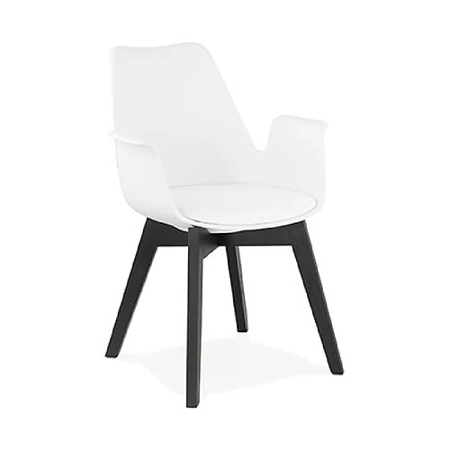 Mes Fauteuil design 50x58,5x82 cm blanc et pieds noirs - SHAFT