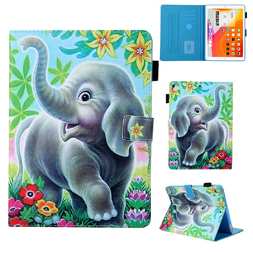 Etui en PU avec porte-carte l'éléphant pour votre Apple iPad 10.2 (2019)/Air 10.5 pouces (2019)/Pro 10.5 pouces (2017)