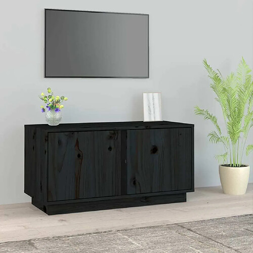 Maison Chic Meuble TV scandinave - Banc TV pour salon Noir 80x35x40,5 cm Bois de pin massif -MN77470