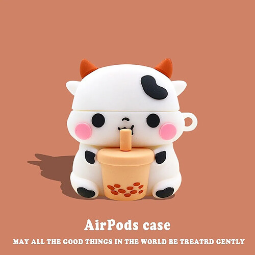 GUPBOO Airpods Coque Housse Étui Protecteur Compatible pour AirPods1/2-dessin animé mignon vache thé au lait