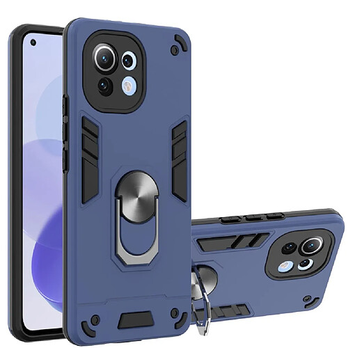 Coque en TPU antichoc avec béquille à anneau rotatif bleu pour votre Xiaomi Mi 11