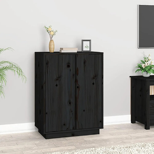 vidaXL Buffet Noir 60x35x80 cm Bois massif de pin