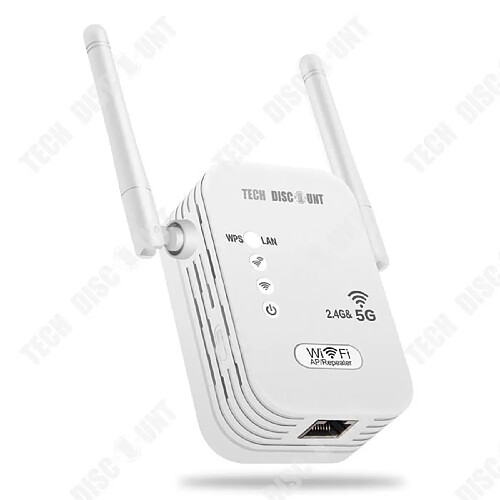 Tech Discount TD® Amplificateur de signal WIFI câblé au booster routage sans fil 1200M5G répéteur à double antenne à double fréquence à travers le