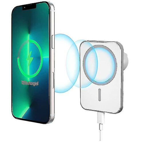 Chrono Chargeur sans fil magnétique pour voiture compatible avec iPhone 12/iPhone 13/13 Pro/12 Pro/Pro Max/Mini, support de téléphone magnétique support de chargeur sans fil pour voiture à chargement rapide 15W Support Mag Safe Case (Blanc)