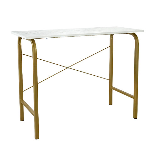 Teamson Home 40" Table De Bureau À Domicile Avec Plateau En Faux Marbre Et Cadre En Laiton VNF-00092