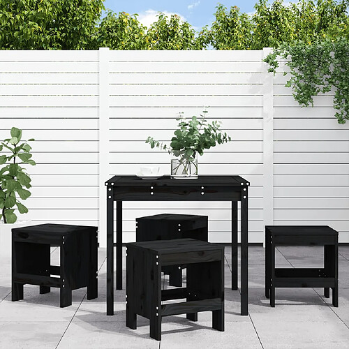 vidaXL Ensemble à manger de jardin 5pcs noir bois massif de pin