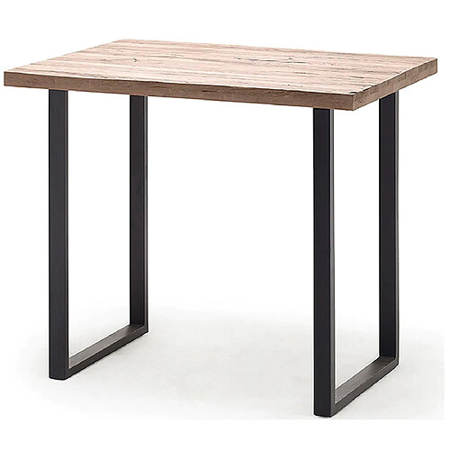 Pegane Table haute en chêne cérusé et métal laqué anthracite - Longueur 120 x Hauteur 107 x Profondeur 80 cm