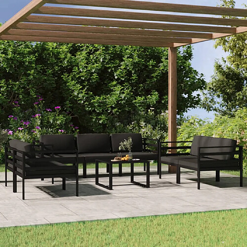 vidaXL Salon de jardin 8 pcs avec coussins Aluminium Anthracite